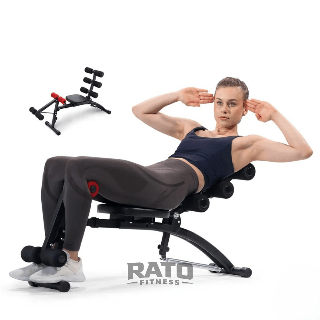 Banco Abdominal Compacto 4 em 1 para Core, Pernas e Cardio - Preto Vermelho - Imagem 2