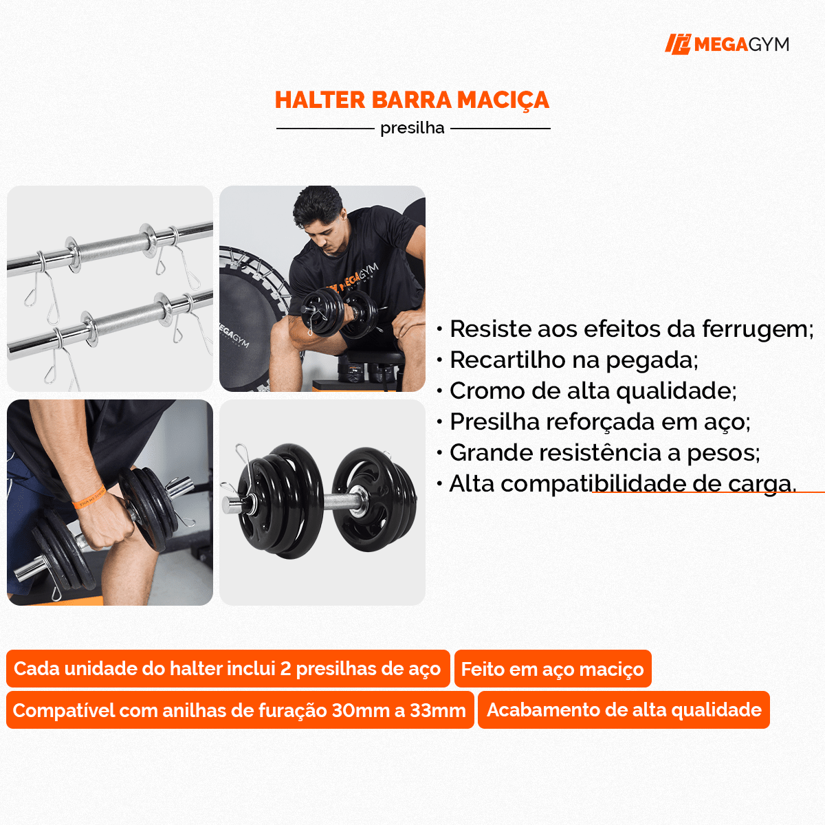 Kit Treino Musculação Par Halter Maciço + 20kg Anilha Emborrachada - Imagem 4